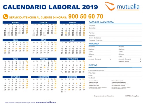calendario laboral 2019