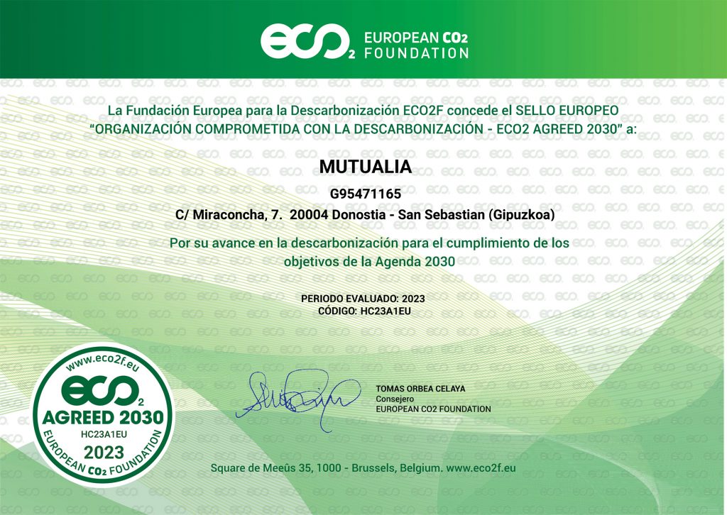 sello europeo de organizacion comprometida con la descarbonización mutualia