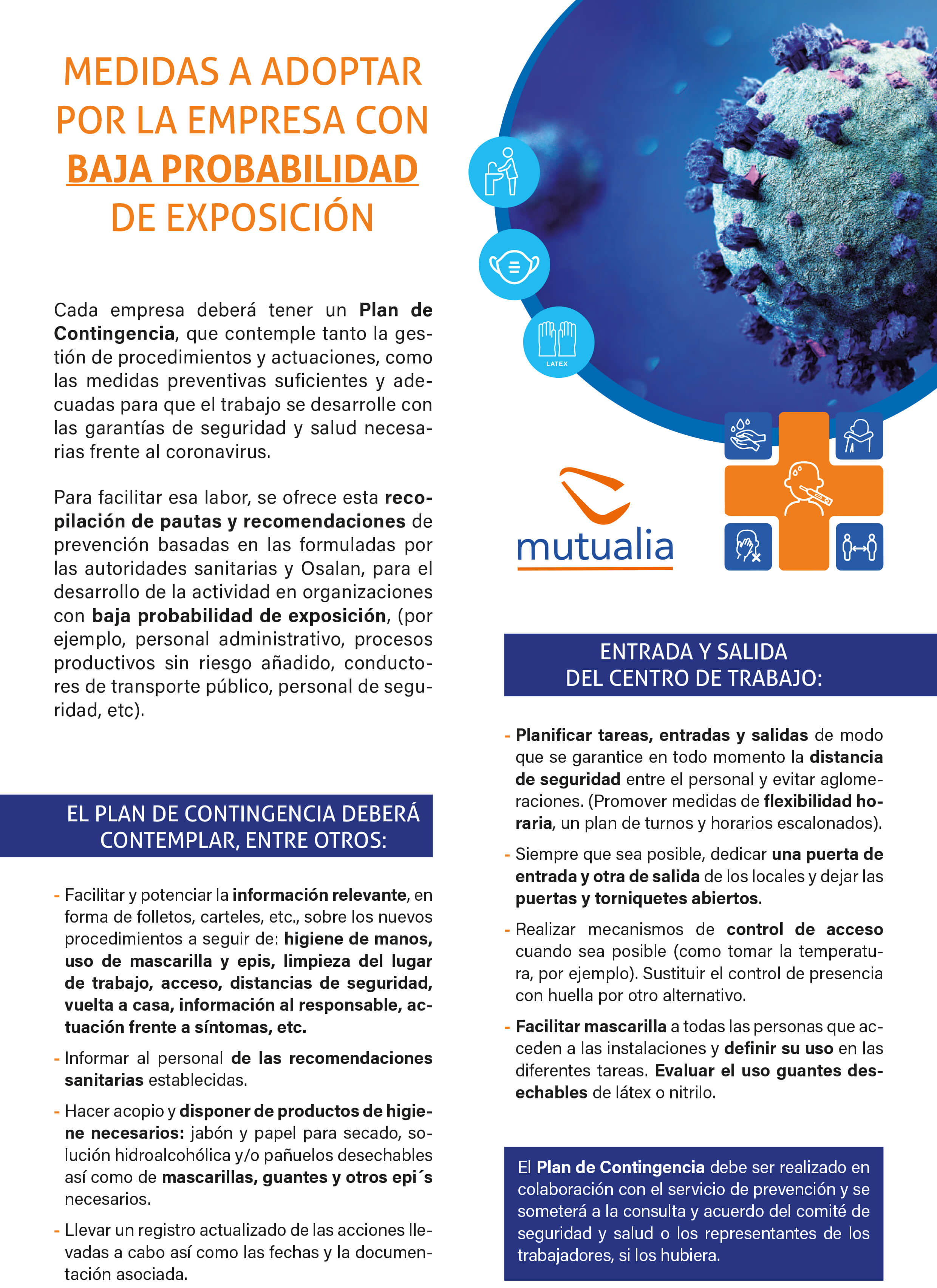 medidas a adoptar por la empresa con baja probabilidad de exposicion