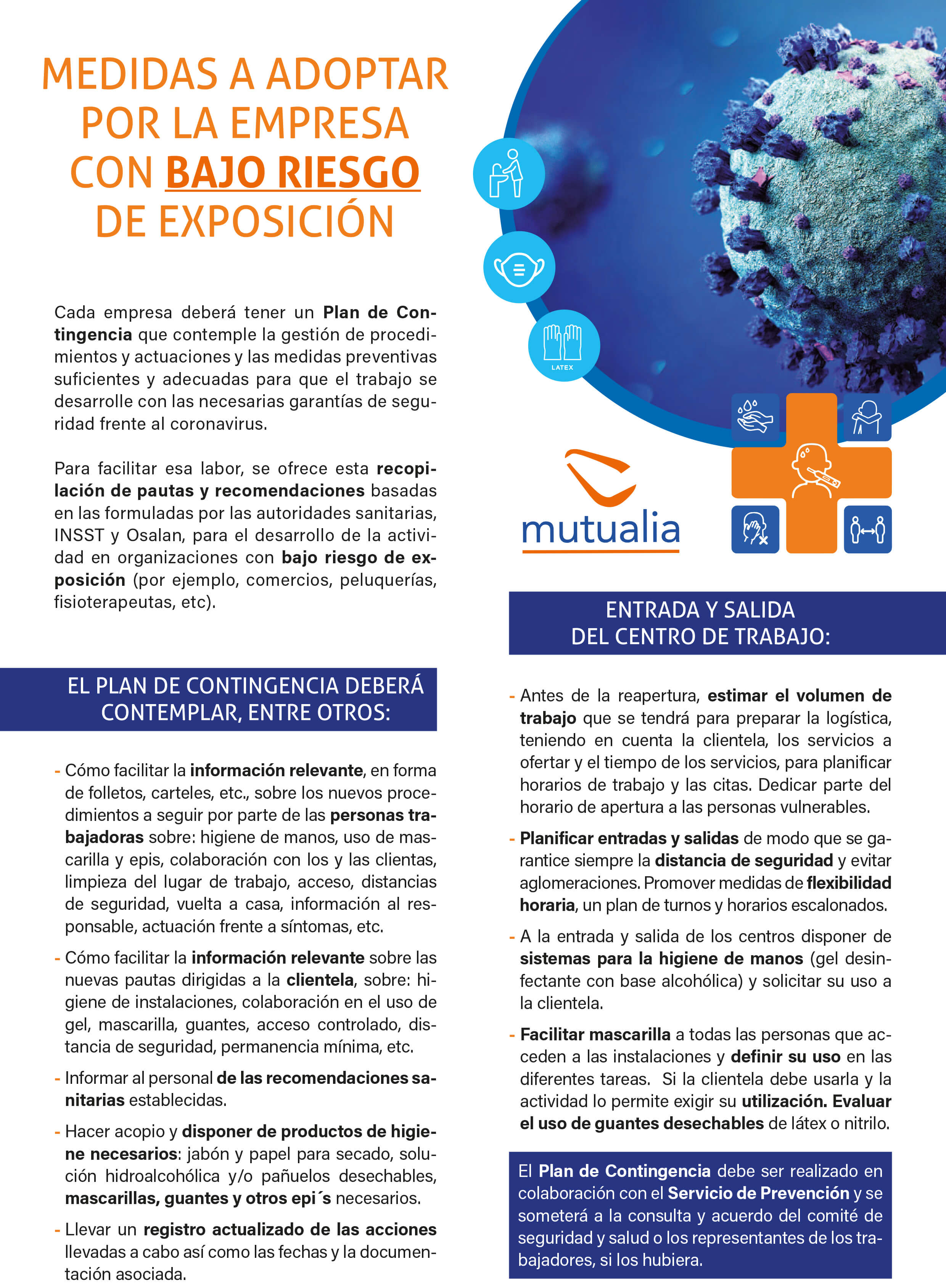 medidas a adoptar por la empresa con bajo riesgo de exposicion