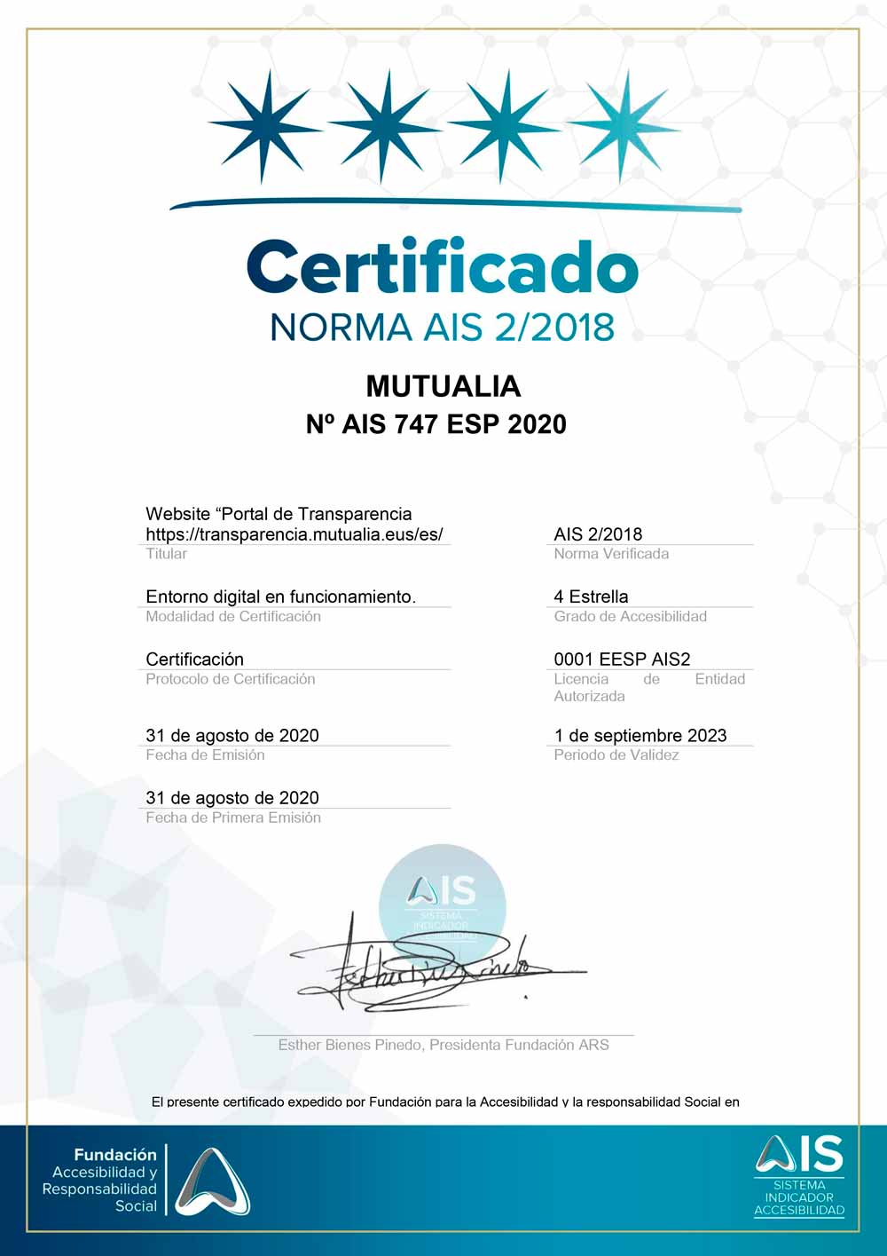 certificado-portal de transparencia de mutualia