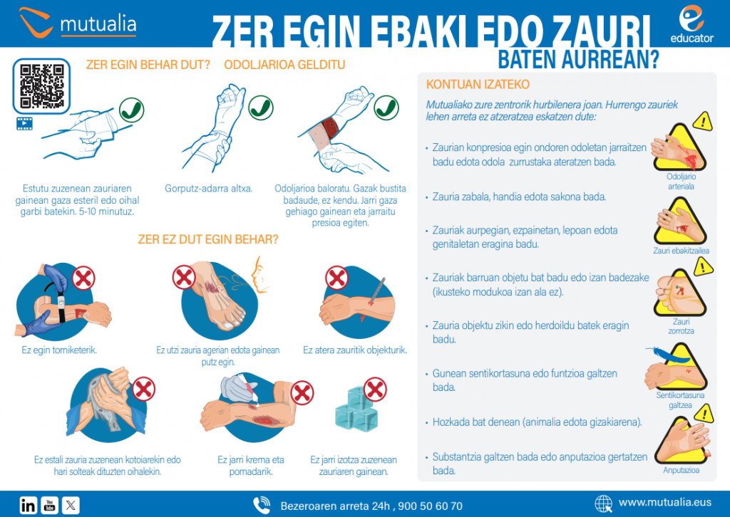 Zer egin ebaki edo zauri bat eginez gero