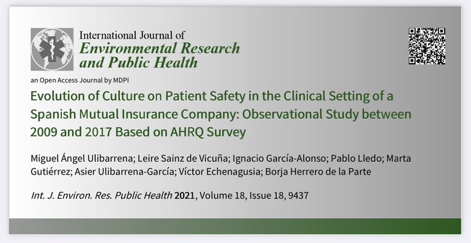 Evolution of culture on Patient Safety in the clinical setting of a Spanish mutual insurance company: observational study between 2009 and 2017