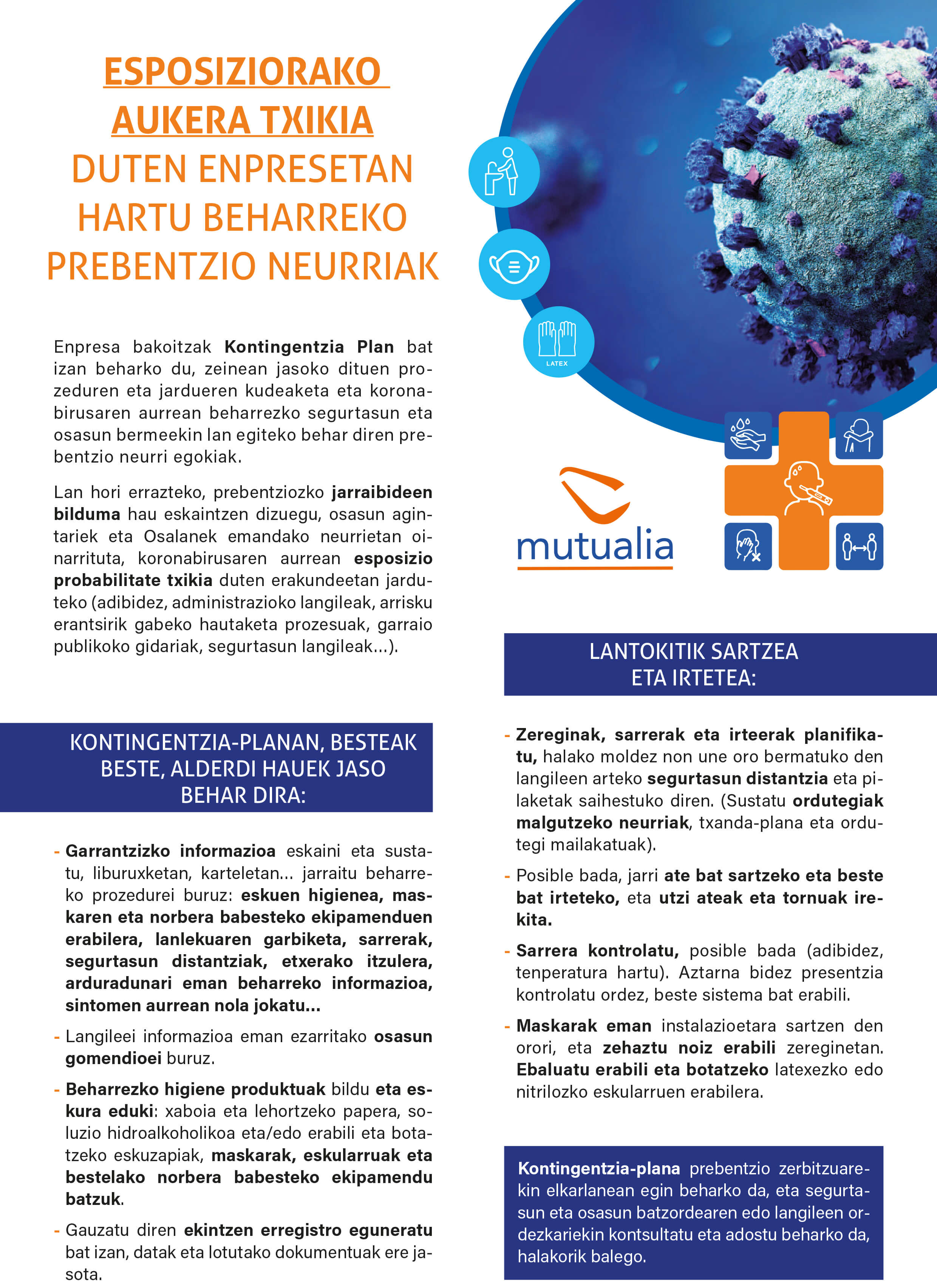 Esposizio aukera txikia duten enpresentzako prebentzio neurriak.